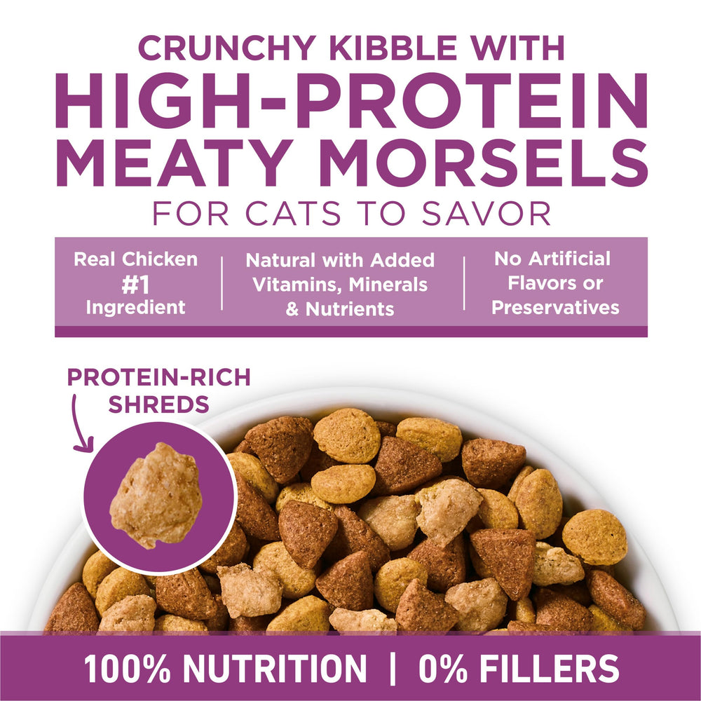 Purina ONE etiqueta nutricional cercana mostrando vitaminas y probióticos