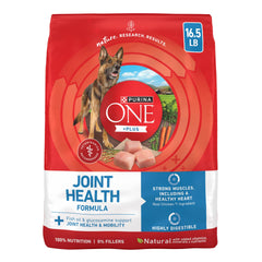 Purina ONE frontal del envase mostrando la bolsa 16.5 lb y beneficios