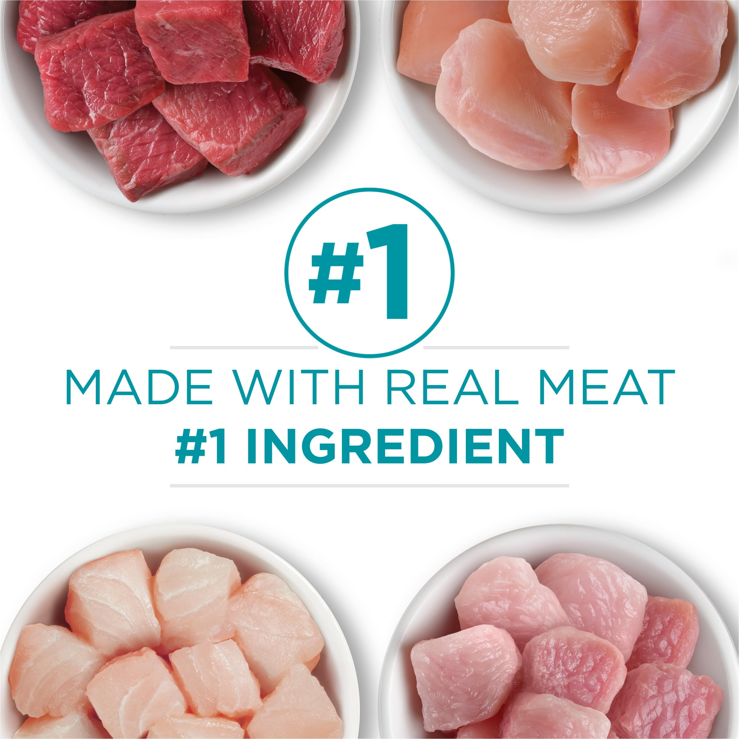 Purina ONE ingredientes principales (carne y pescado) que aportan proteína