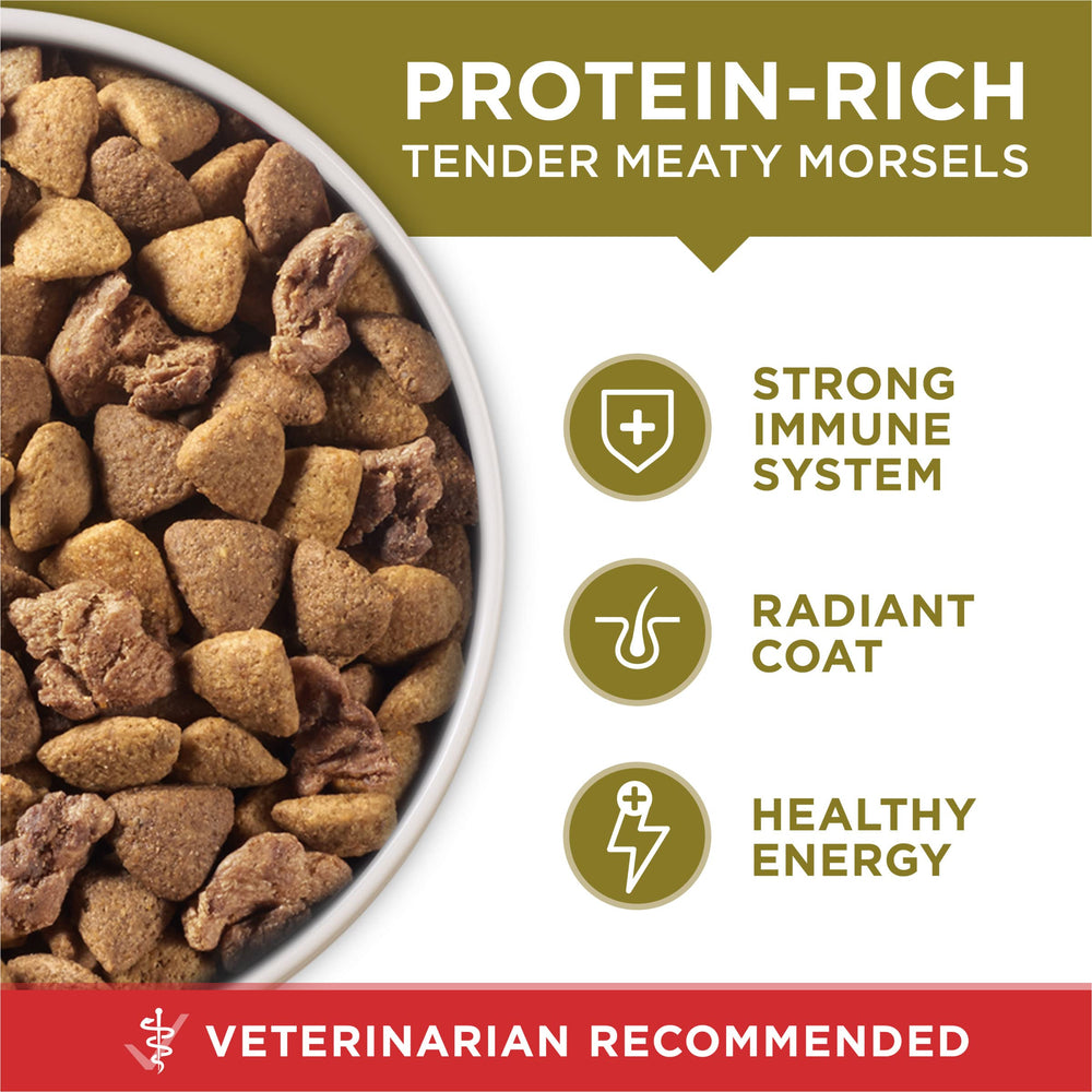 Purina ONE primer plano del mensaje de beneficios en la bolsa para referencia