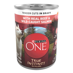 Purina ONE lata frontal mostrando la marca y la variedad con atractivo visual