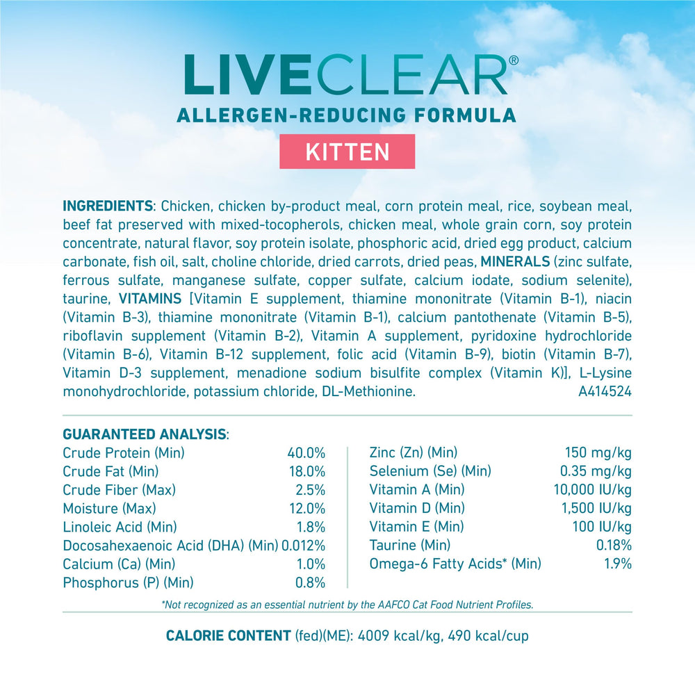 Purina ONE LiveClear detalle de pollo real como ingrediente principal