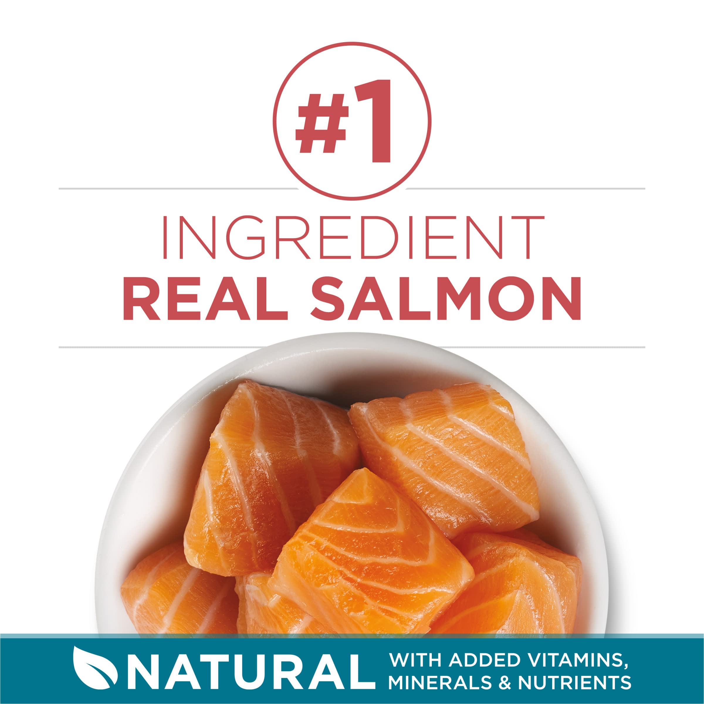 Purina ONE ingredientes: salmón real con zanahoria y guisantes para nutrición