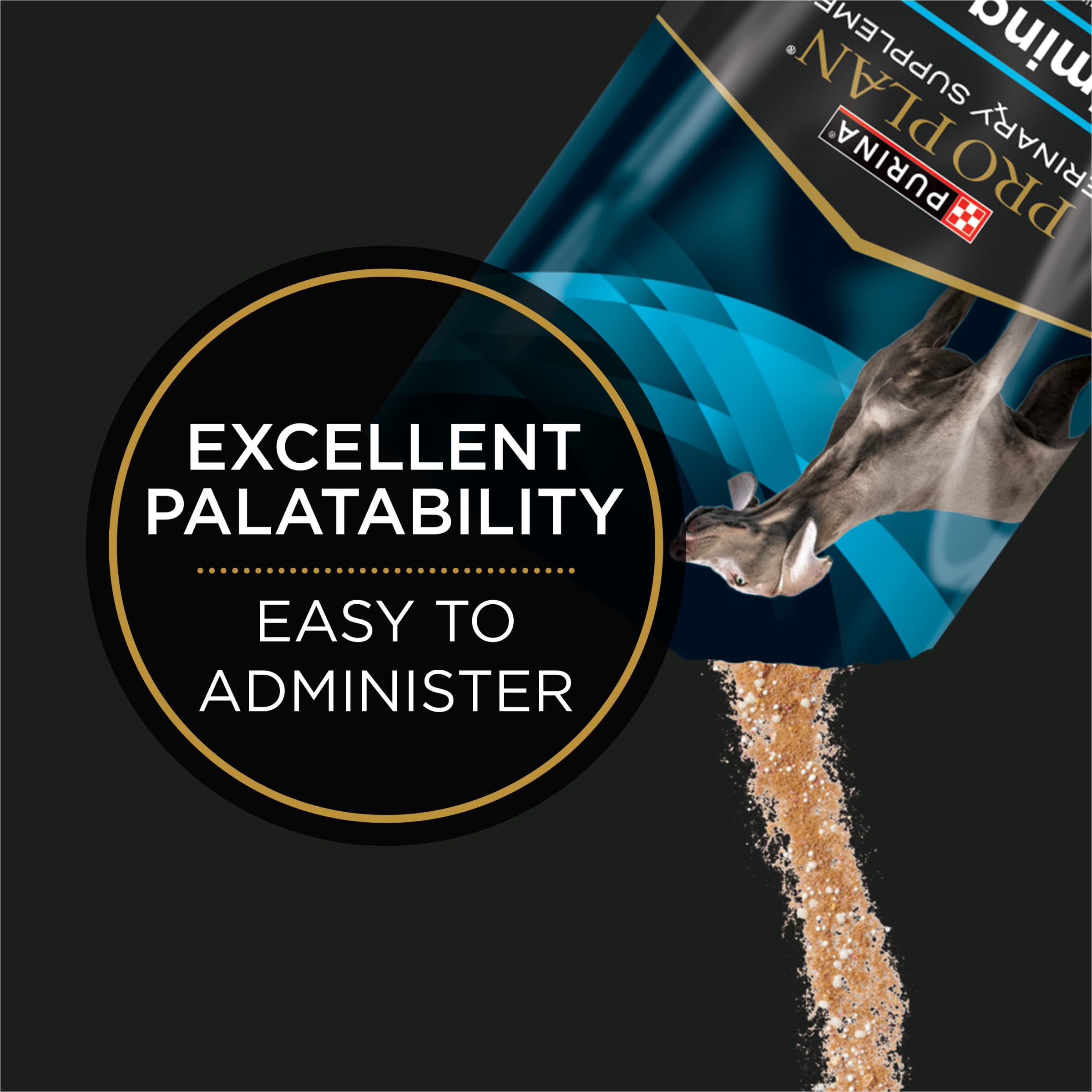 Purina Pro Plan sobre abierto con polvo visible y textura fácil de mezclar