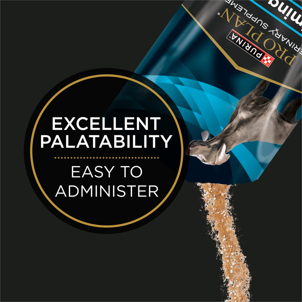 Purina Pro Plan sobre abierto con polvo visible y textura fácil de mezclar