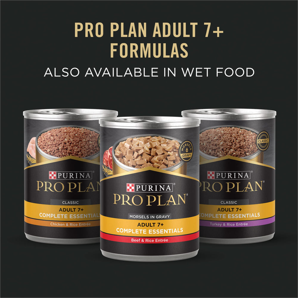 Purina Pro Plan comparación de tamaño de croqueta, ayuda a masticación senior