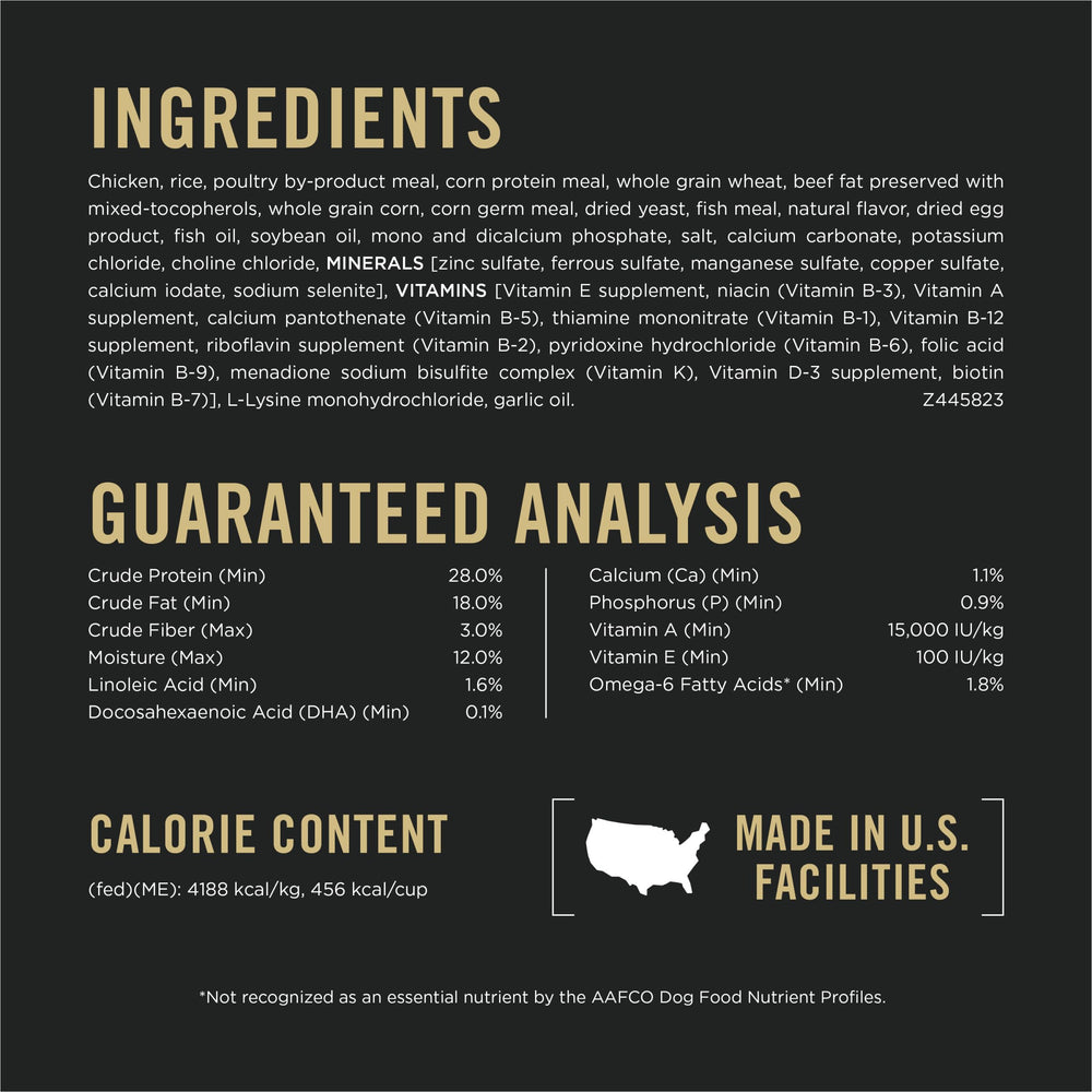 Purina Pro Plan etiqueta de ingredientes, transparencia y calidad de pollo