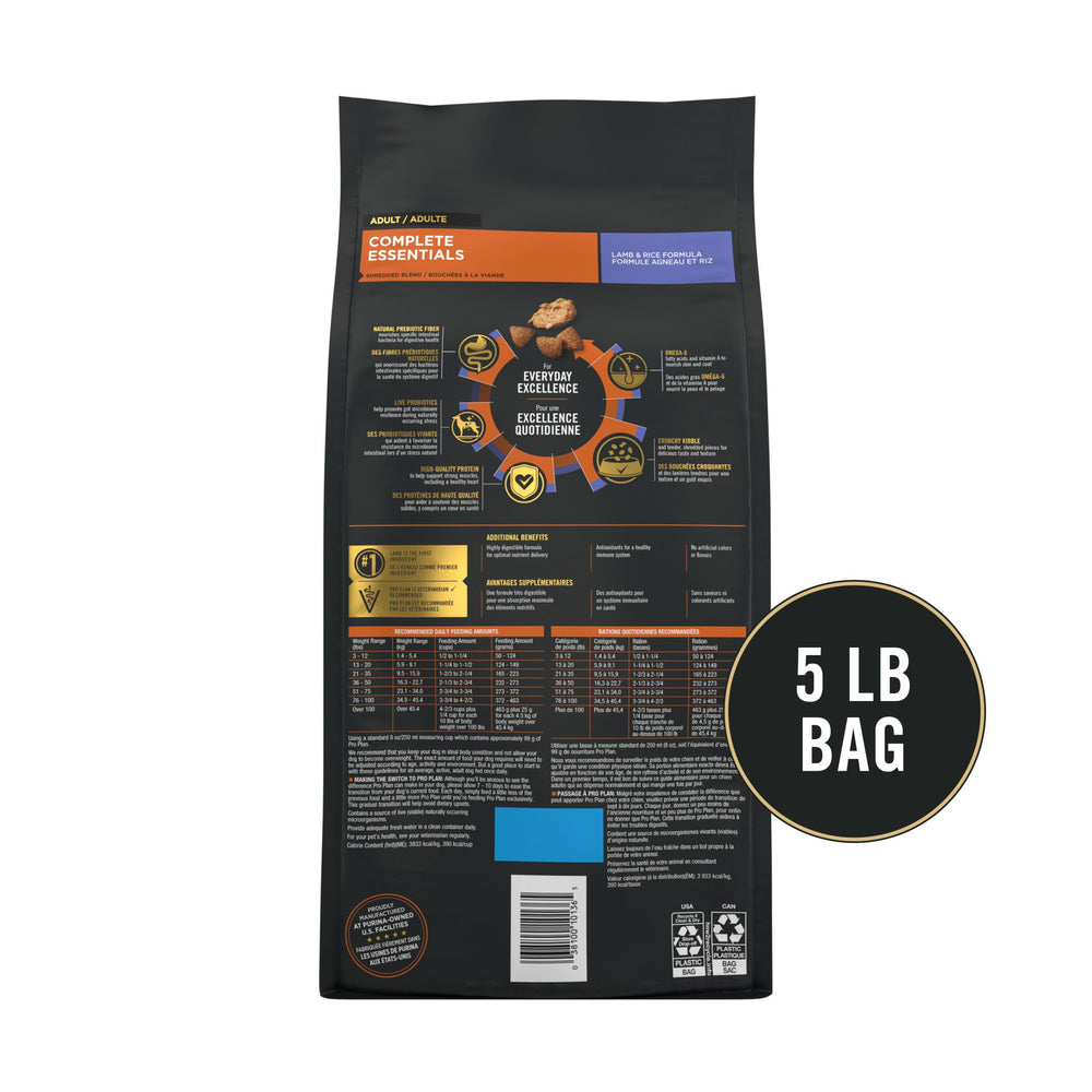 Purina Pro Plan etiqueta de ingredientes destacando cordero como primer ingrediente