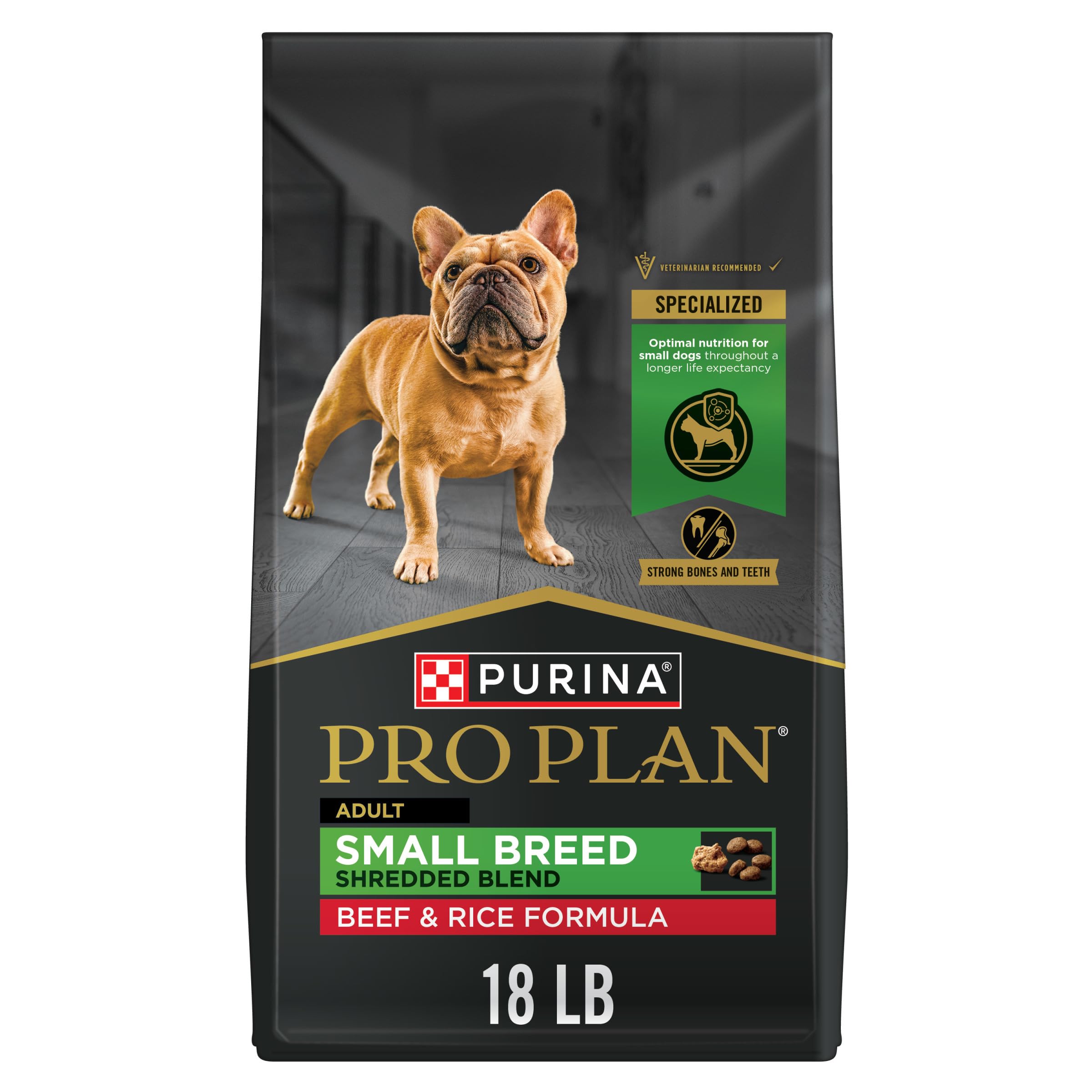 Purina Pro Plan frente del empaque mostrando fórmula carne de res y beneficio nutricional