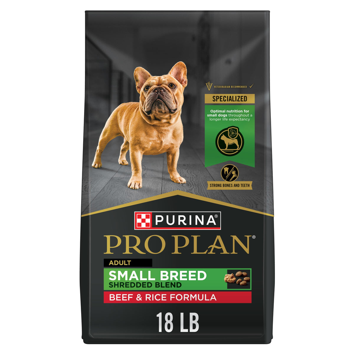 Purina Pro Plan frente del empaque mostrando fórmula carne de res y beneficio nutricional
