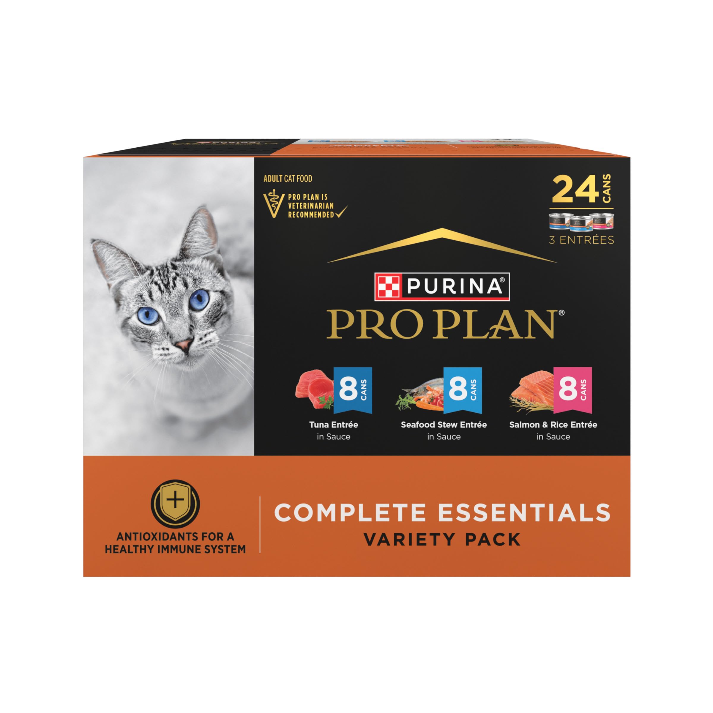 Purina Pro Plan frente del empaque mostrando variedad y conveniencia
