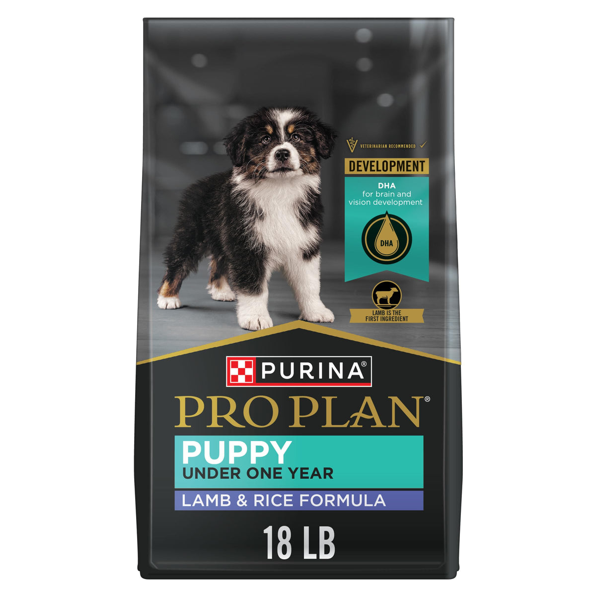 Purina Pro Plan frente del paquete mostrando el tamaño y beneficios
