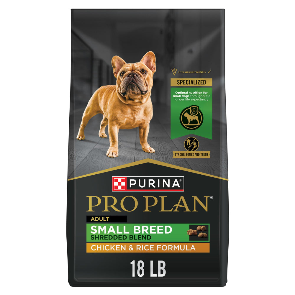 Purina Pro Plan frente del paquete mostrando beneficios y tamaño de 18 lb