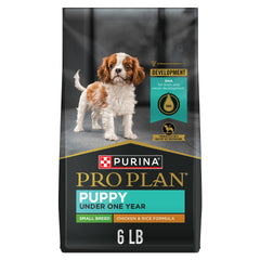 Purina Pro Plan frente del paquete mostrando la fórmula para cachorros y beneficios