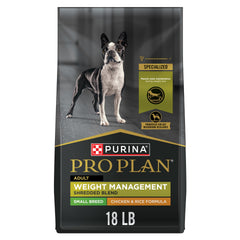 Purina Pro Plan frente del paquete mostrando control de peso y beneficios
