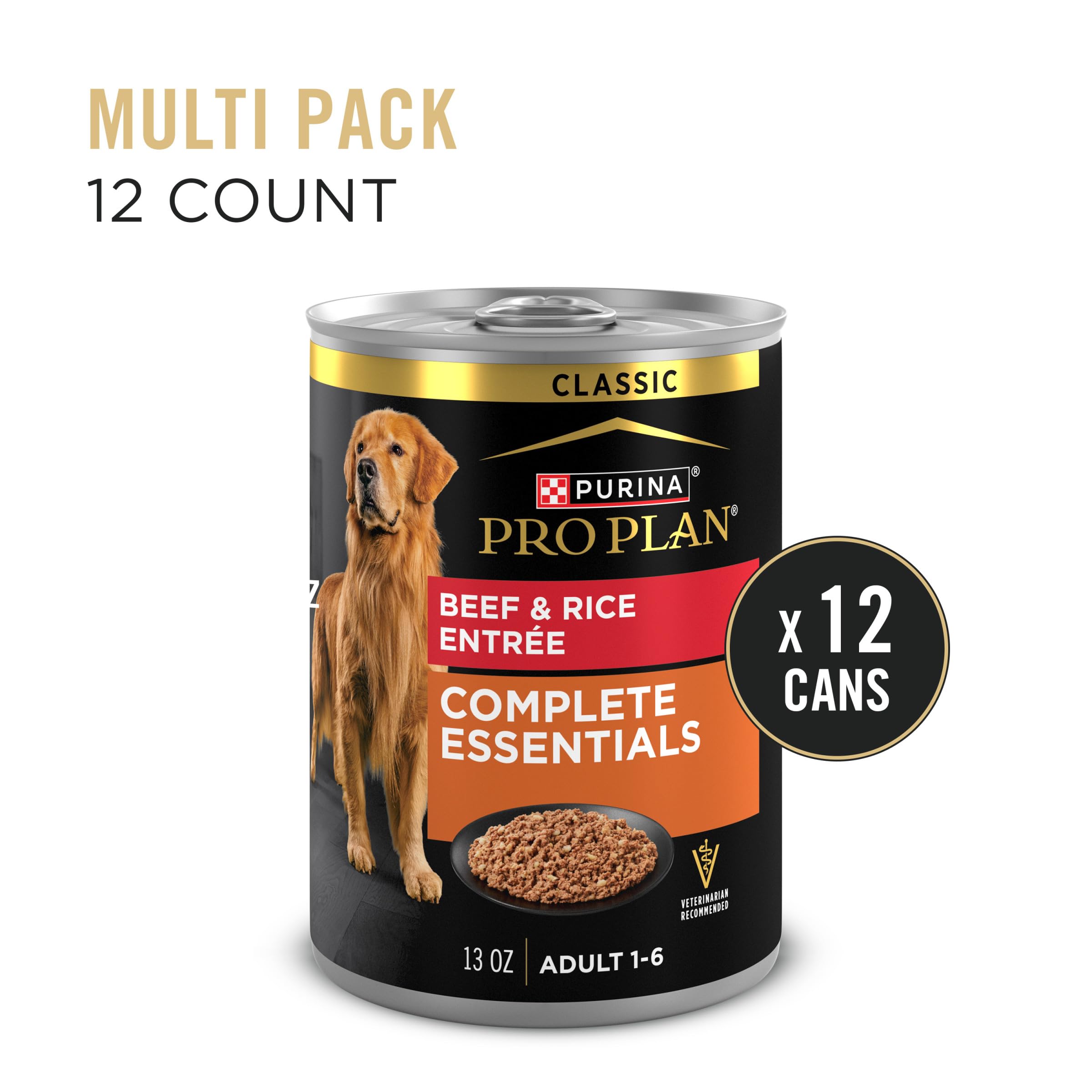 Purina Pro Plan ingredientes: carne de res y arroz ilustrados, digestión suave