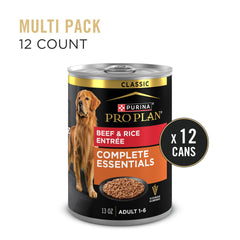 Purina Pro Plan ingredientes: carne de res y arroz ilustrados, digestión suave