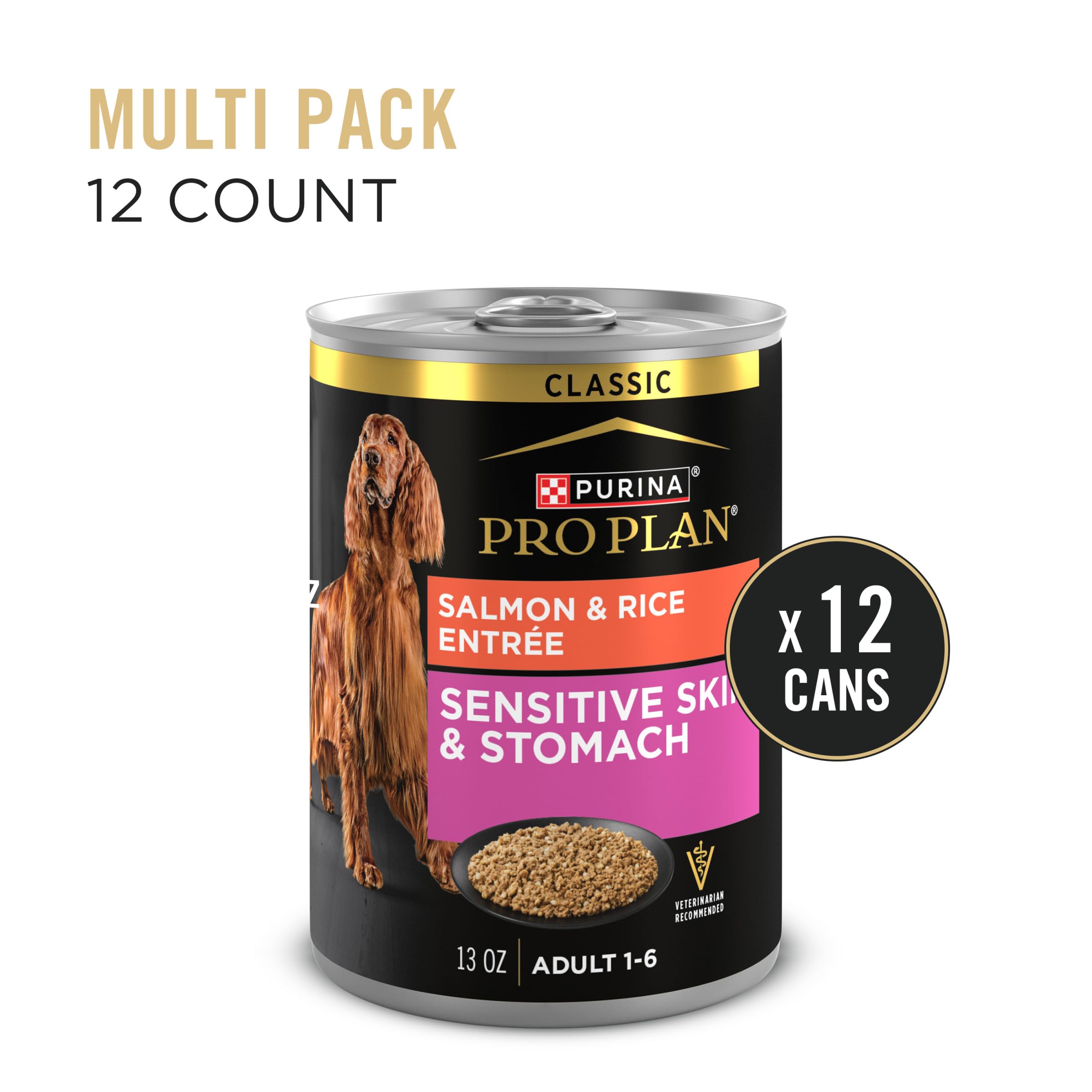 Purina Pro Plan lata abierta con mezcla de salmón y arroz, digestión suave