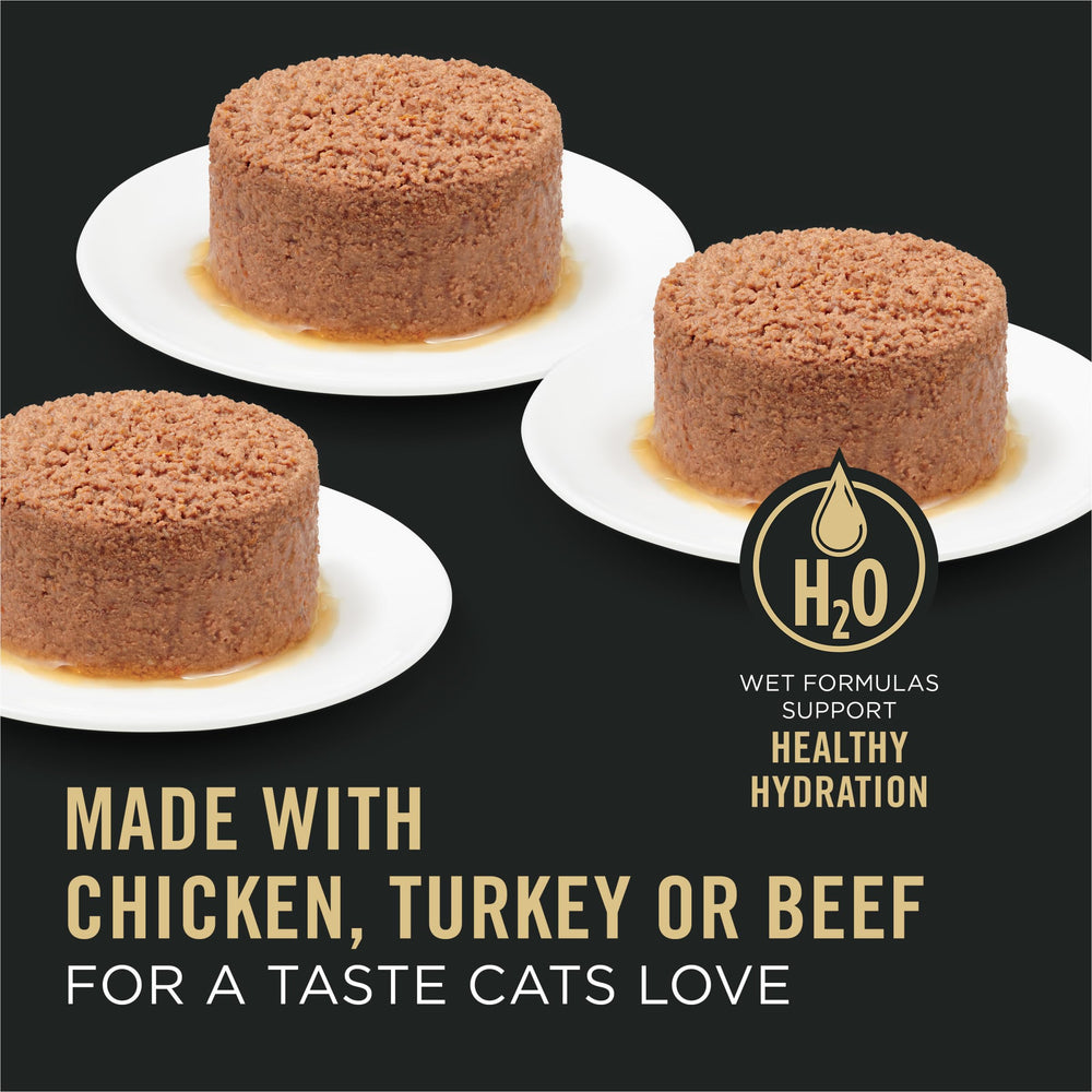Purina Pro Plan lata abierta con paté, listA para servir y conservar humedad