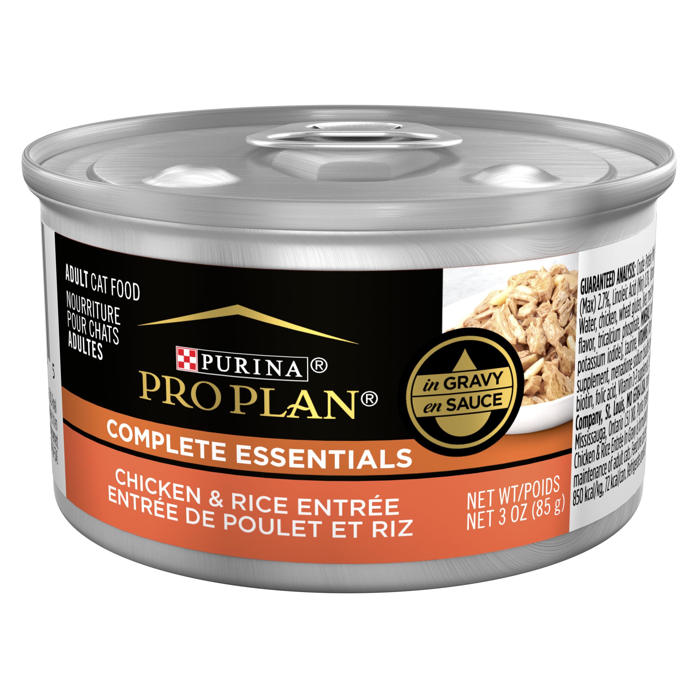 Purina Pro Plan lata frontal mostrando diseño y beneficio conveniencia