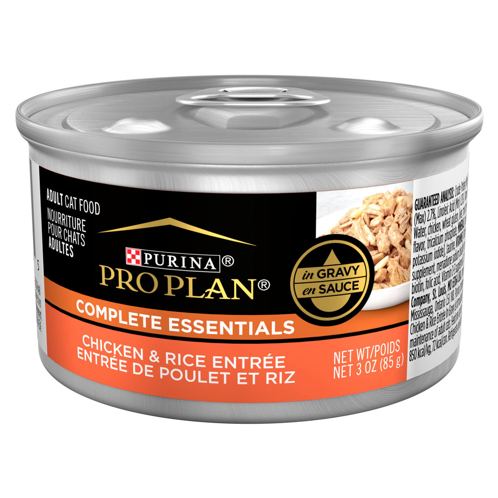 Purina Pro Plan lata frontal mostrando diseño y beneficio conveniencia