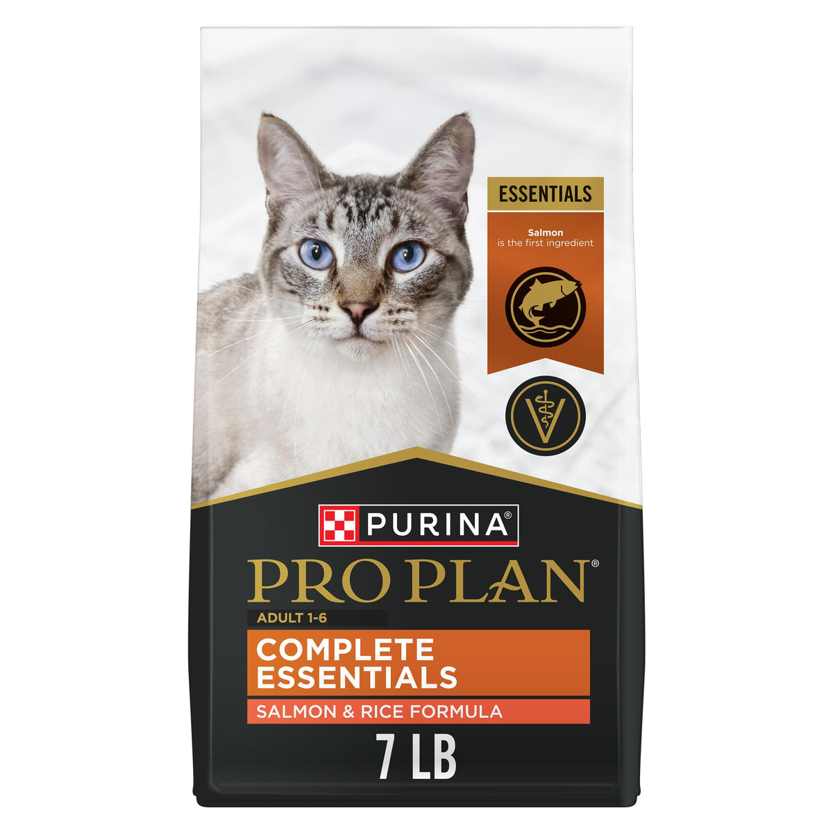Purina Pro Plan front packaging showing salmon recipe and benefits