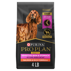 Purina Pro Plan paquete frontal mostrando salmón y arroz, claridad de fórmula