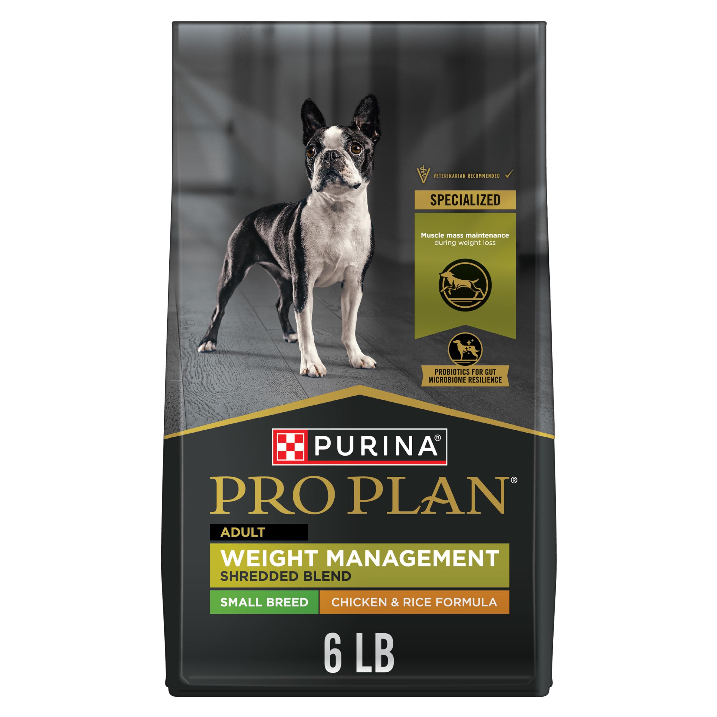 Purina Pro Plan front packaging showing weight-control benefits