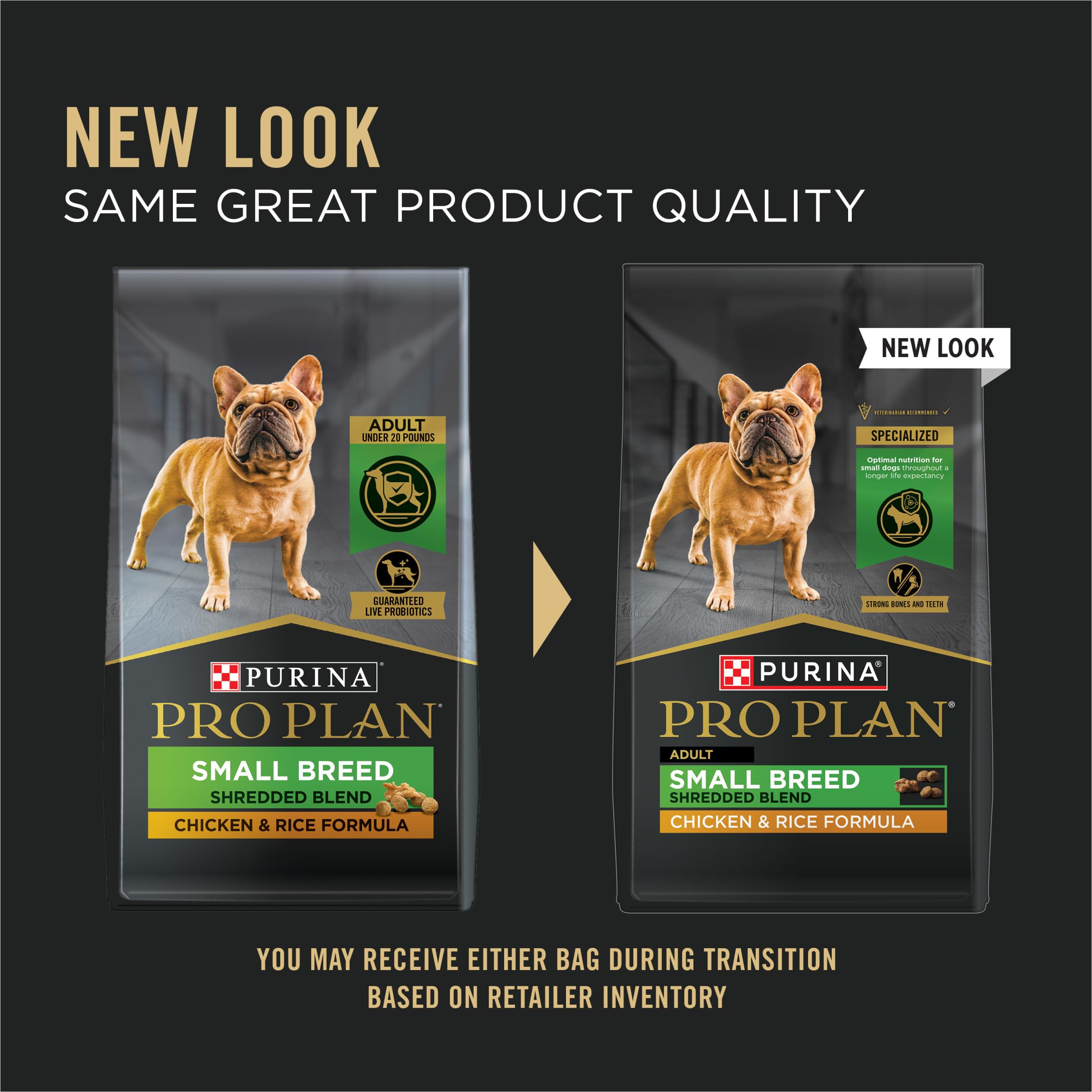 Purina Pro Plan primer plano de croquetas y piezas desmenuzadas para textura