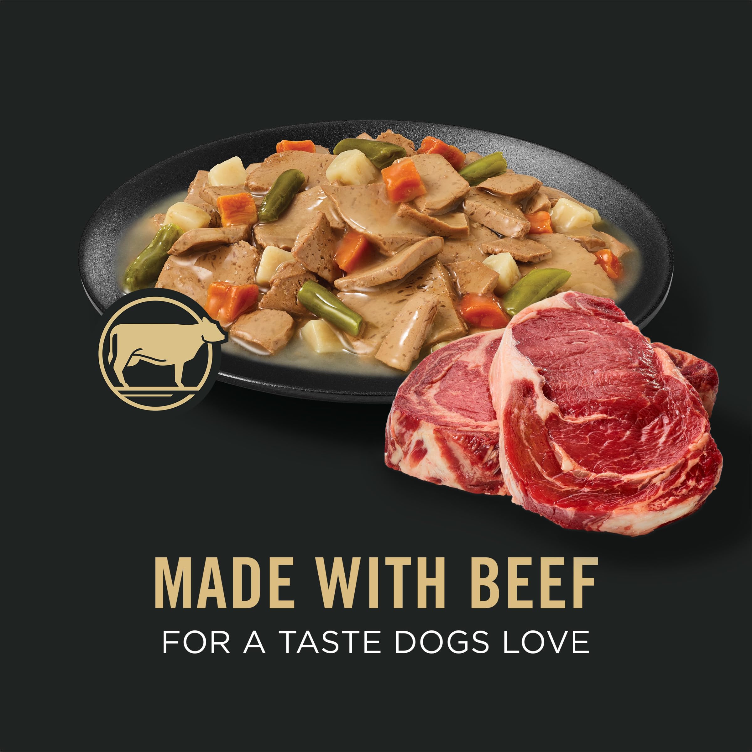 Purina Pro Plan primer plano de tiras de carne para textura apetecible