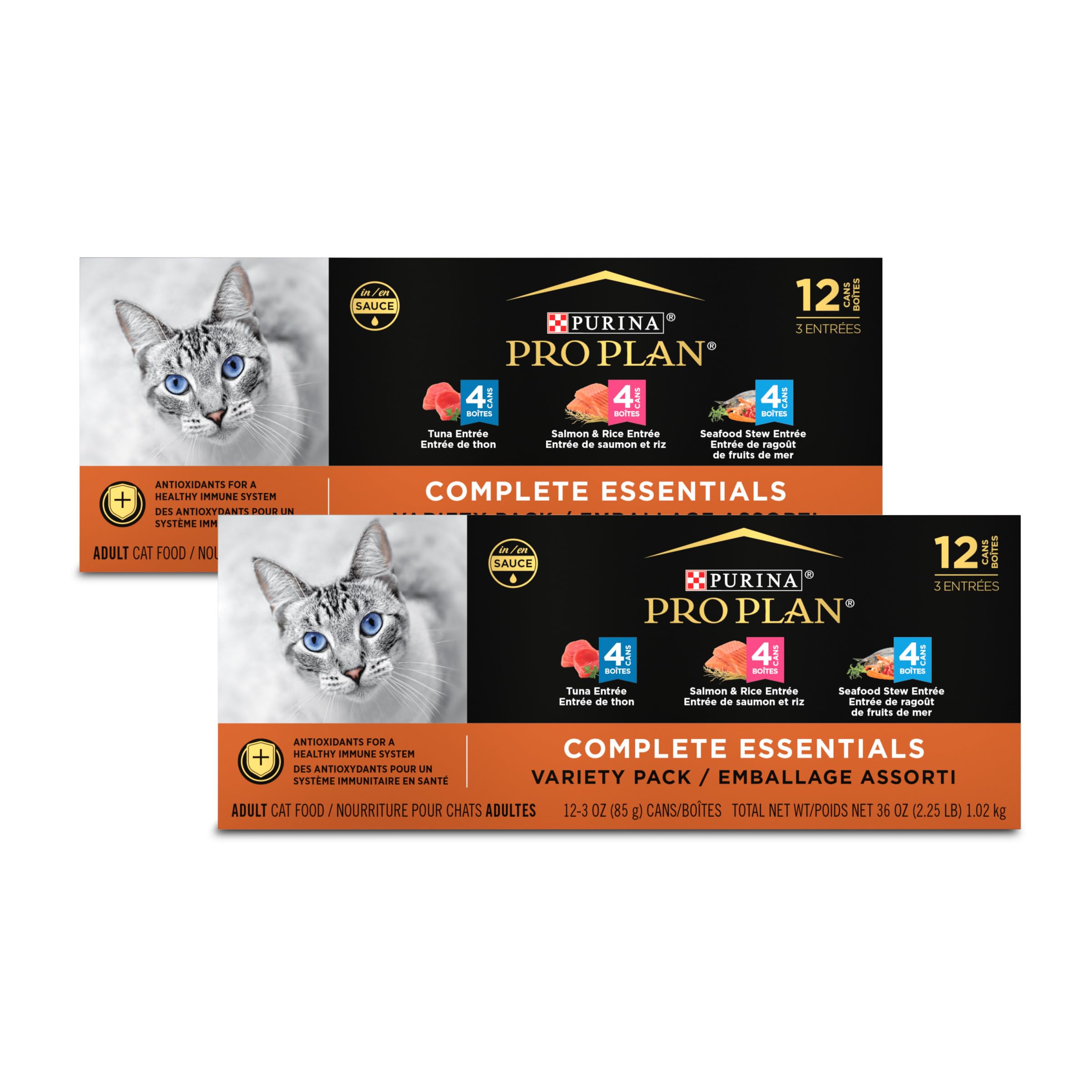 Purina Pro Plan disposición de las distintas recetas del pack, variedad para el gato