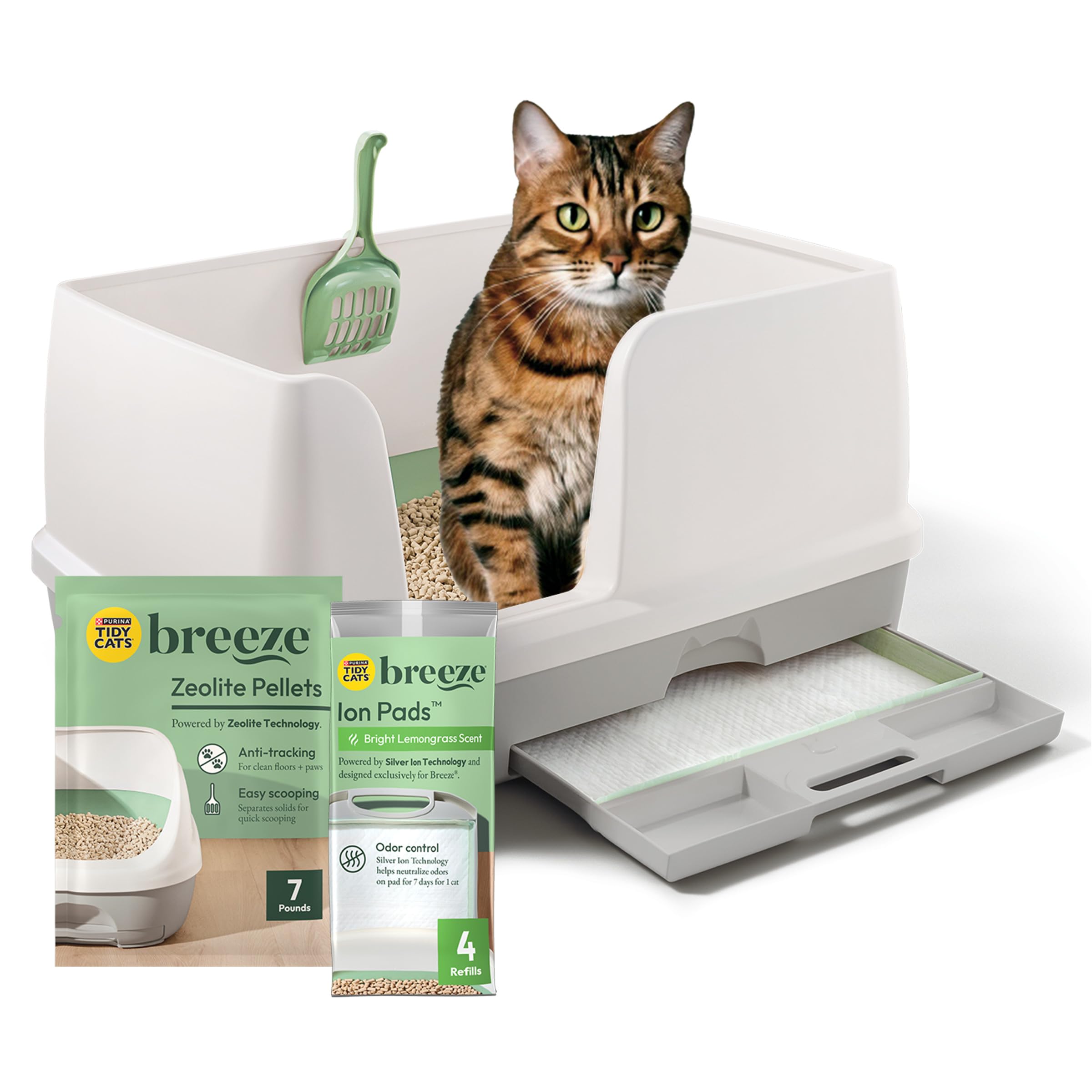 Purina Tidy Cats bandeja XL frontal mostrando espacio y comodidad para gatos