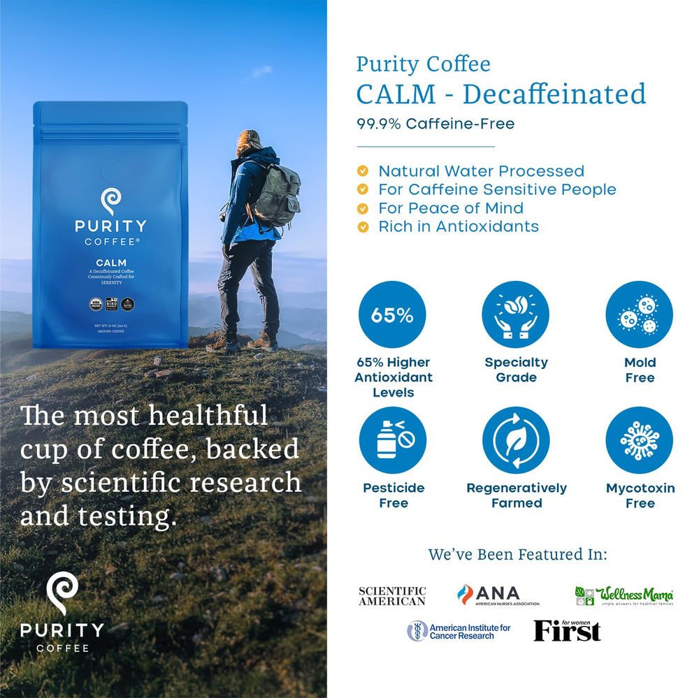 PURITY COFFEE detalle del molido CALM textura uniforme y aroma preservado