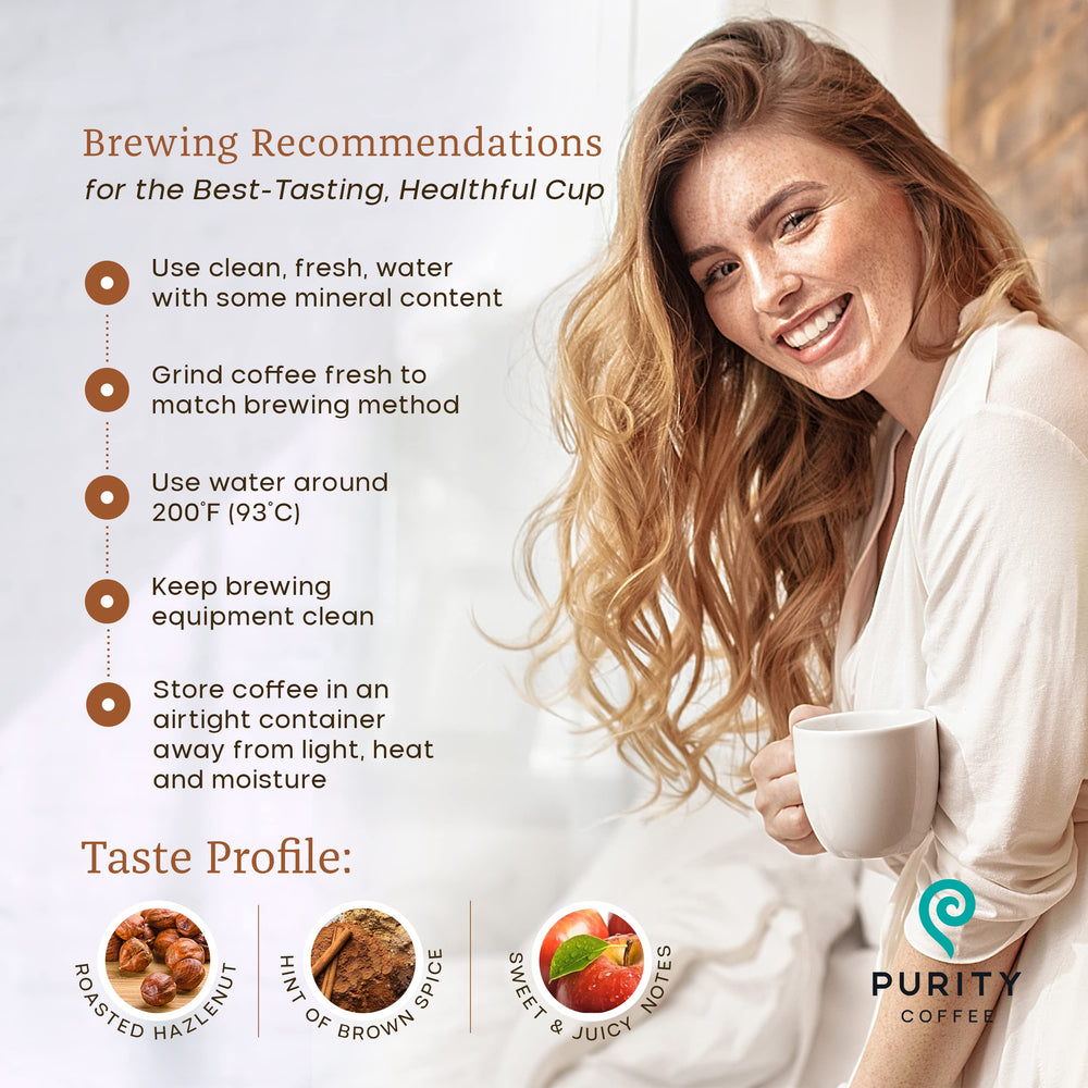 PURITY COFFEE paquete junto a regla para referencia de tamaño