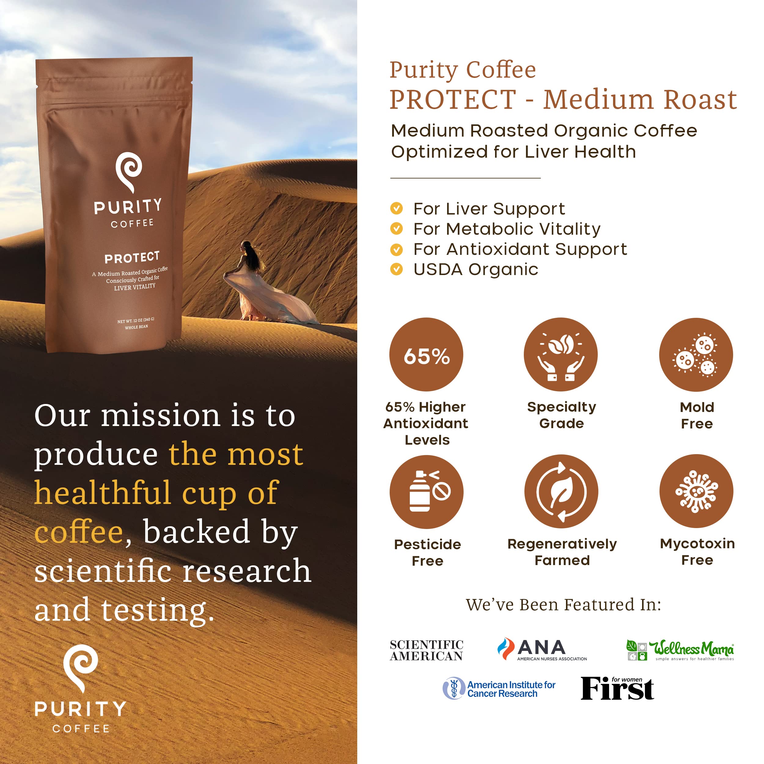 PURITY COFFEE primer plano de granos que revela textura y calidad