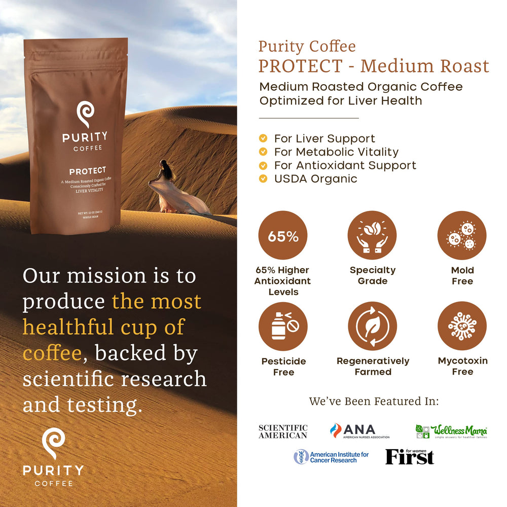 PURITY COFFEE primer plano de granos que revela textura y calidad