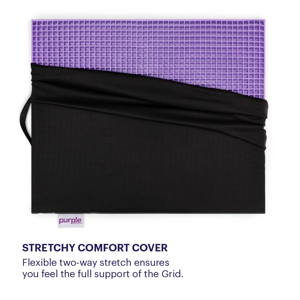Purple cojín junto a objeto para comparar tamaño Large y ajuste en sillas