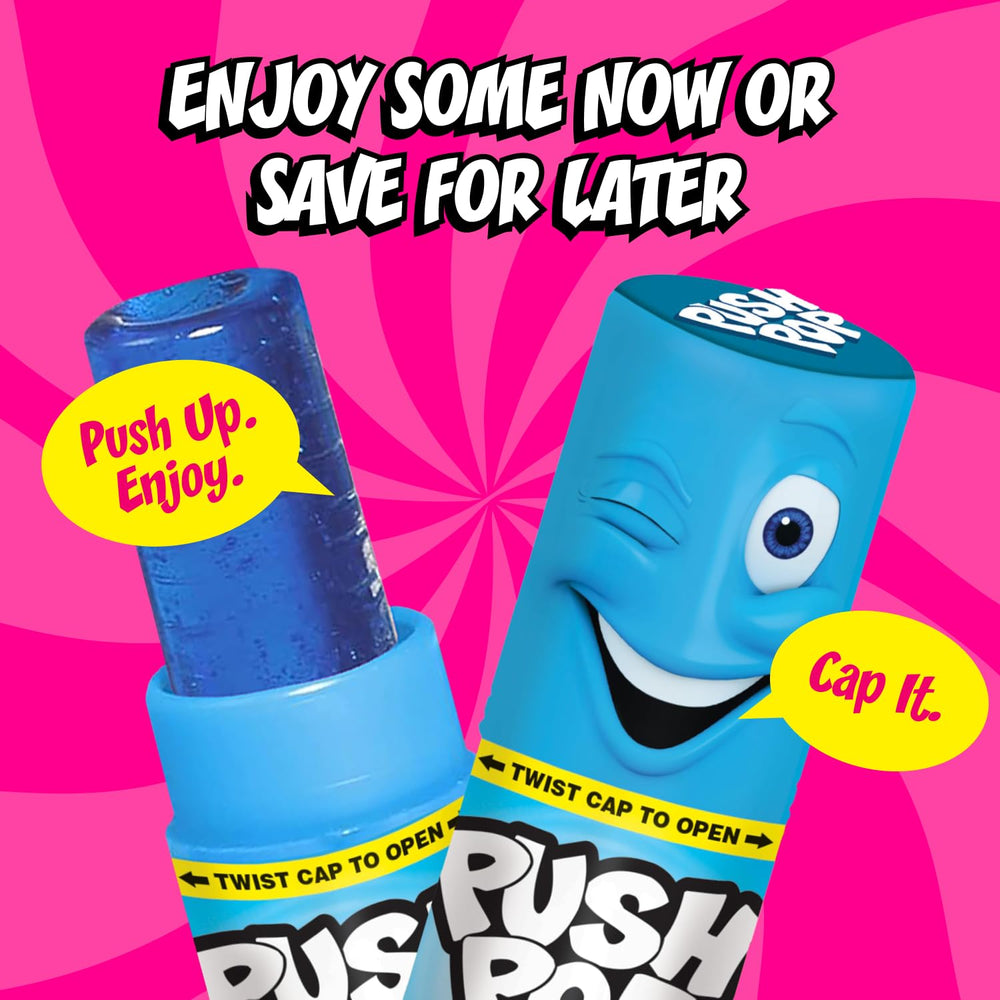 Push Pop comparación de tamaño junto a una mano para visualizar escala