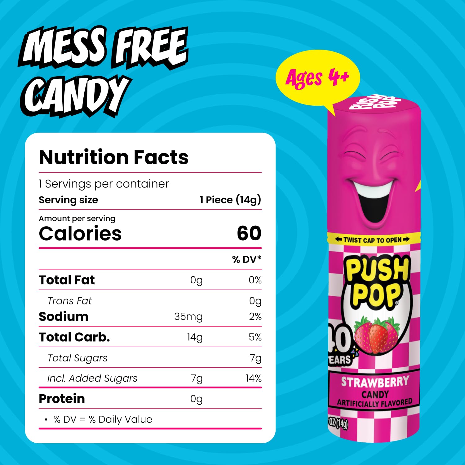 Push Pop paletas en una mesa de fiesta decorada para repartir entre niños