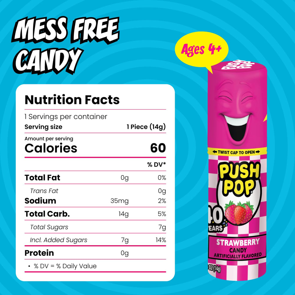 Push Pop paletas en una mesa de fiesta decorada para repartir entre niños