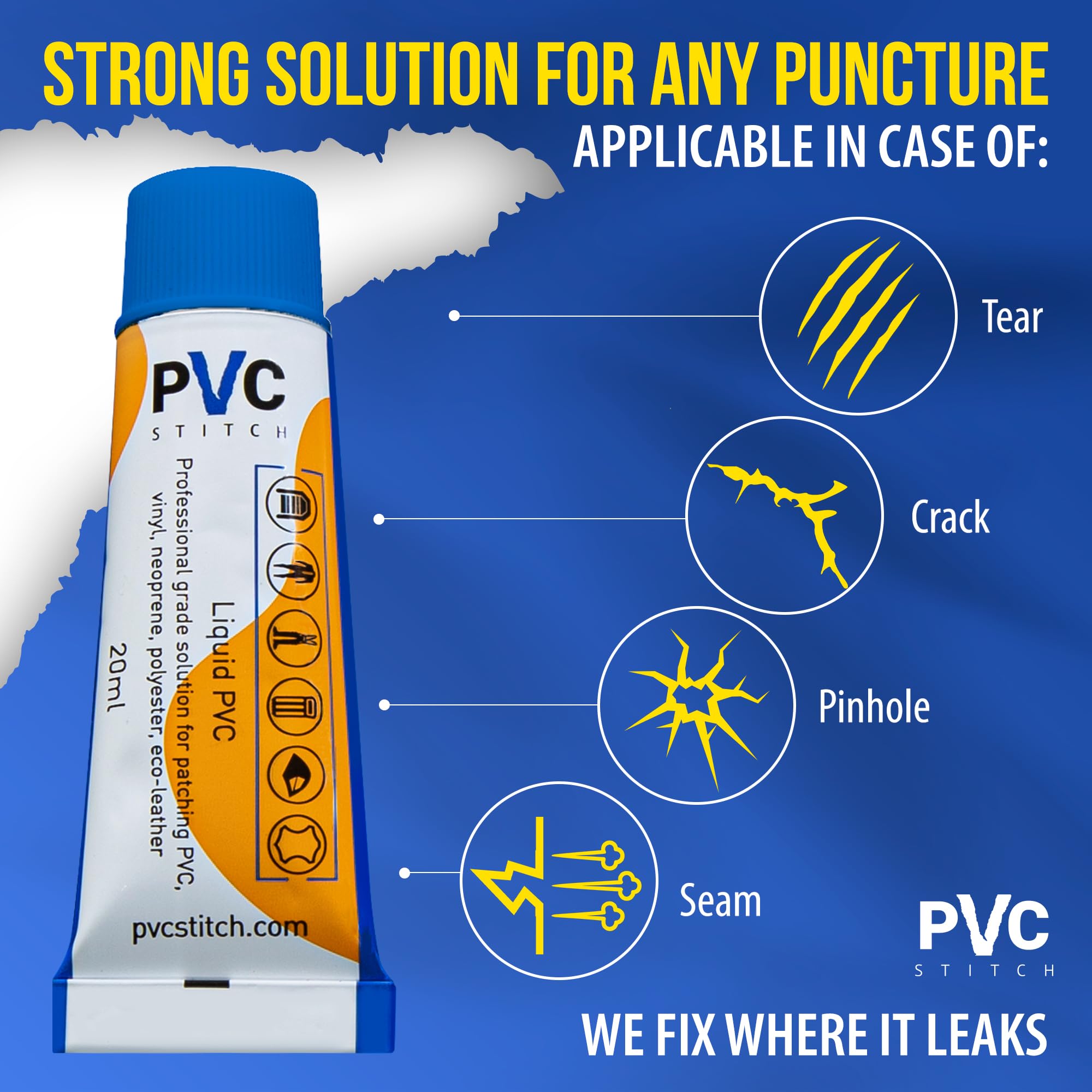 PVC Stitch cuerda de malla PVC en primer plano, refuerzo resistente