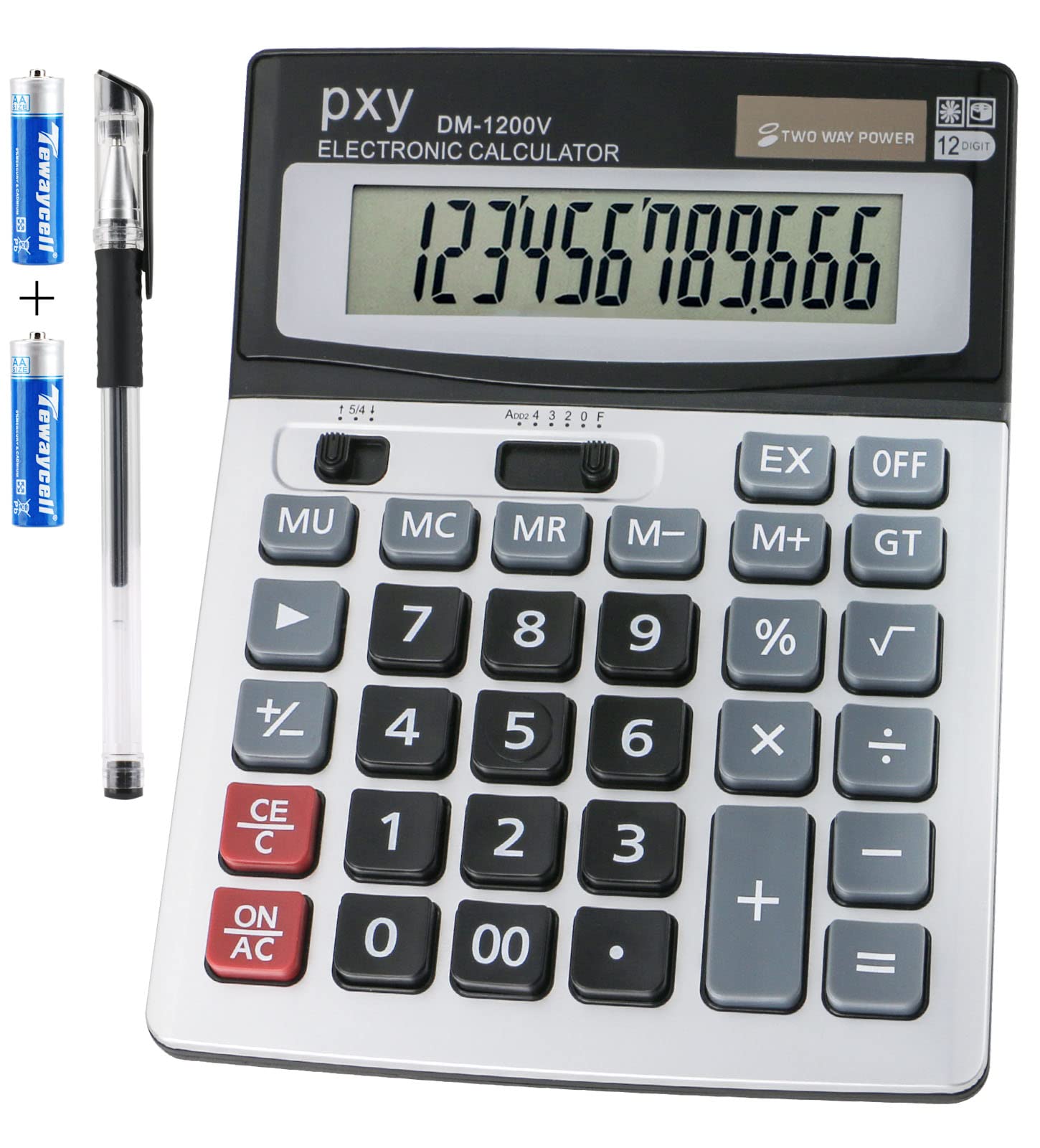 pxy calculadora frontal mostrando pantalla XL y diseño compacto para lectura clara