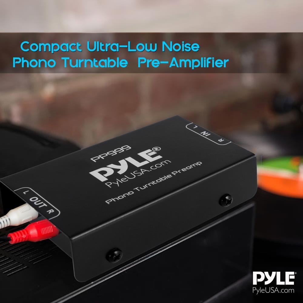 Pyle PP999 instalado en sala de audio ilustrando compatibilidad con equipos domésticos