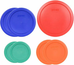 Pyrex tapas frontal mostrando colores y tamaños para organización rápida