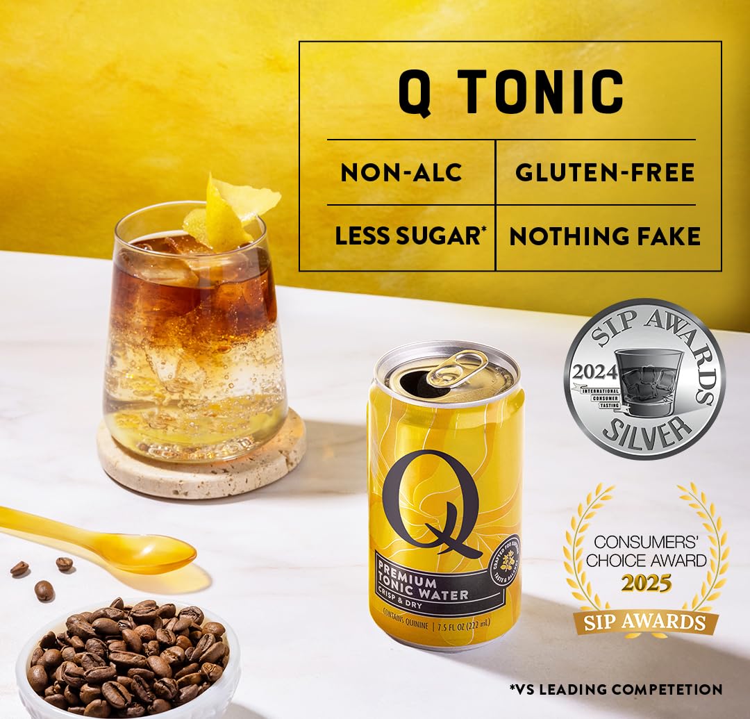 Q MIXERS etiqueta con ingredientes destacando quinina y agave orgánico