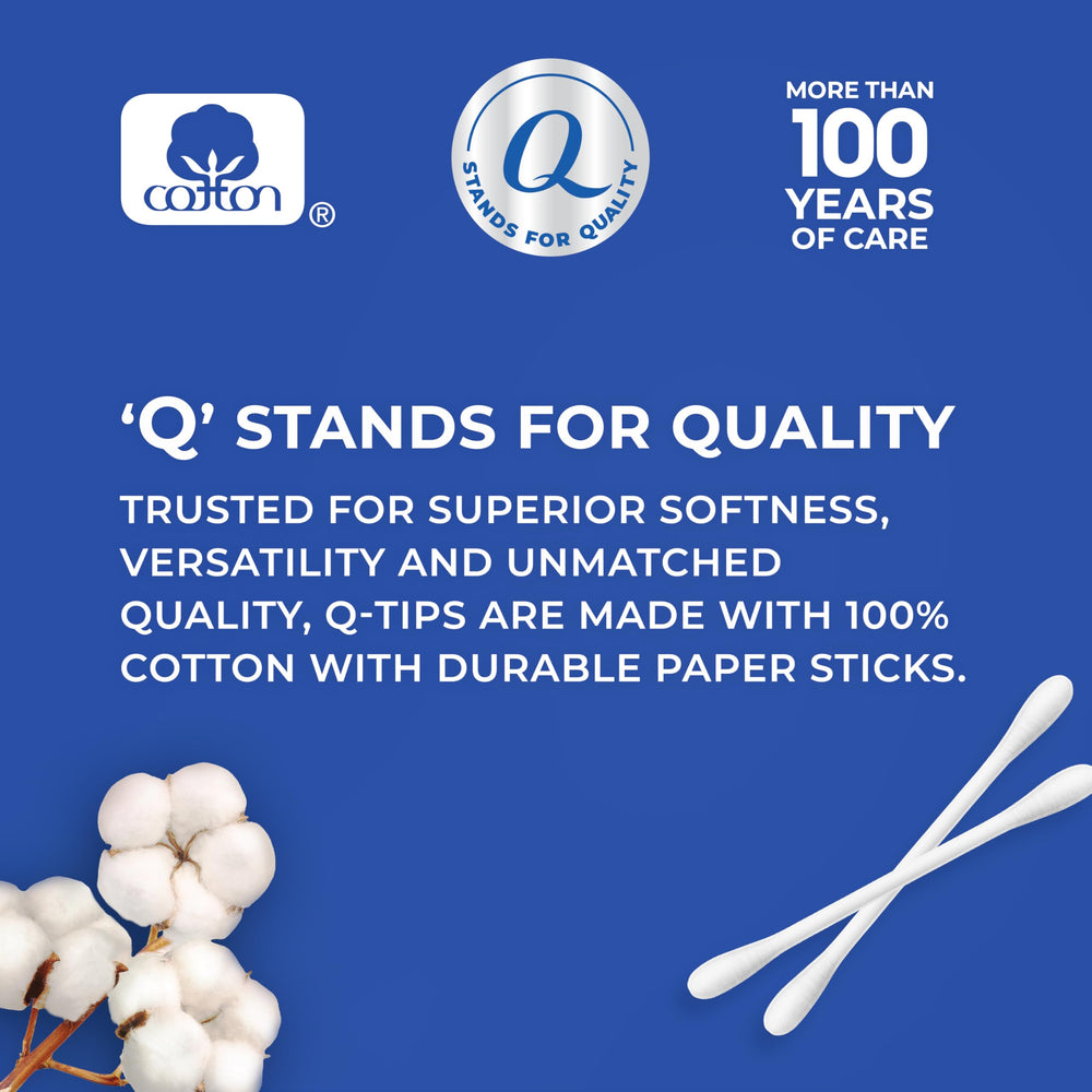 Q-tips close-up cotton tip texture highlighting softness for delicate use
