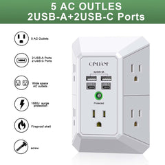 QINLIANF detalle del amplio espaciado entre tomas para adaptadores voluminosos