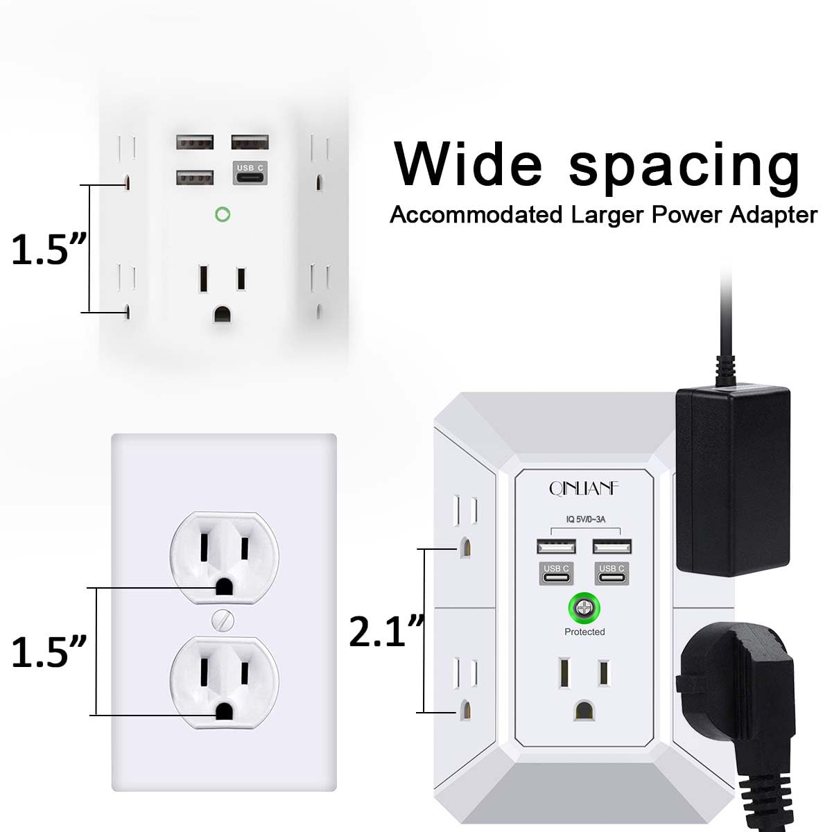 QINLIANF etiqueta con especificaciones eléctricas que aporta confianza