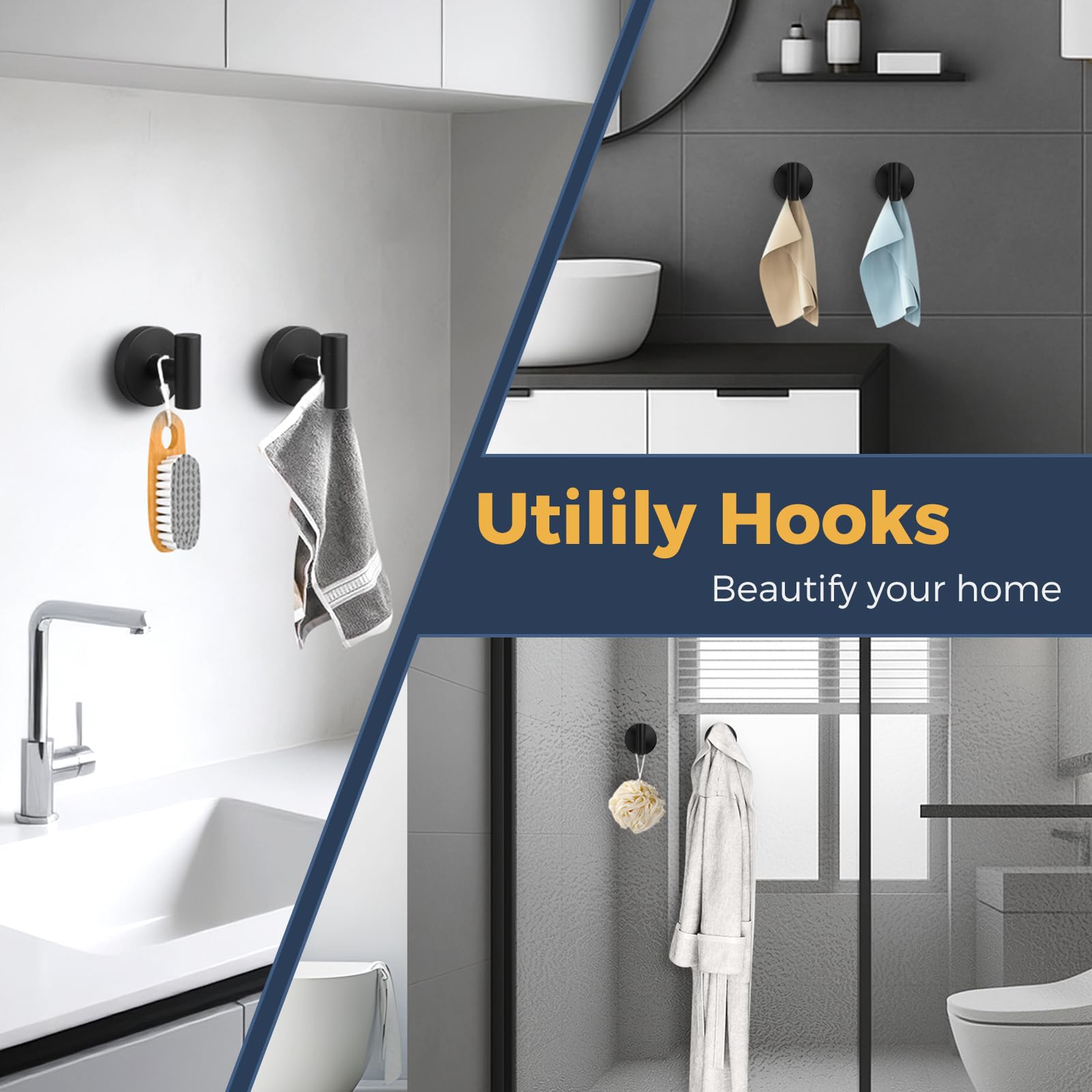 QQK ganchos instalados en baño moderno optimizando espacio y organización