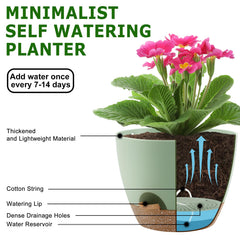 QRRICA lined pots from largest to smallest showing size range for plant selection